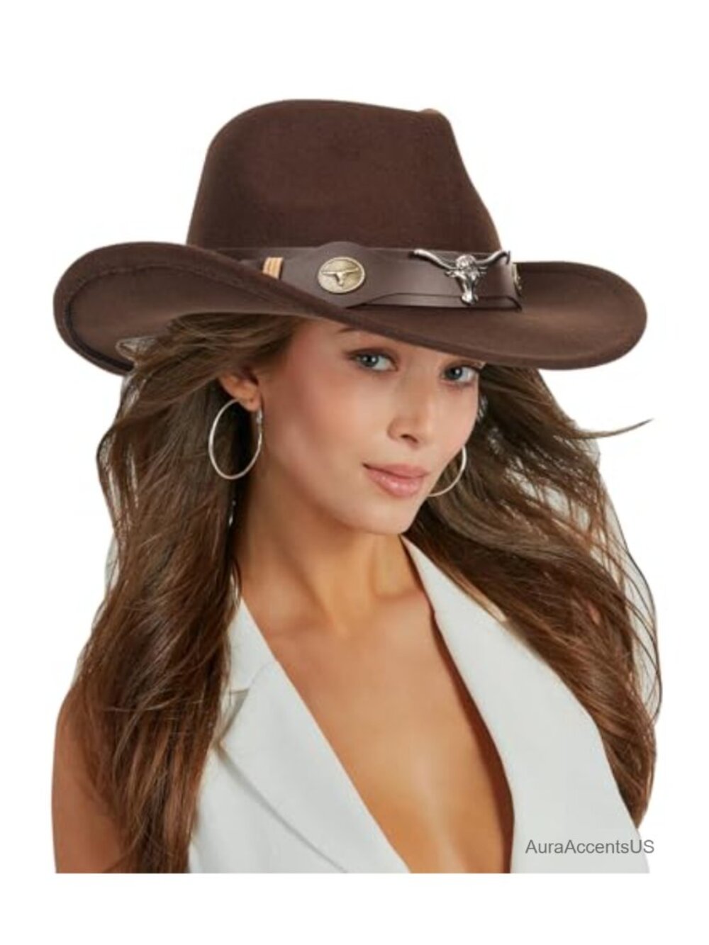Wide Brim Felt Cowboy Hat Western Fedora Jazz Hat